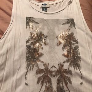 Palm Tree Rose gold & White tank top